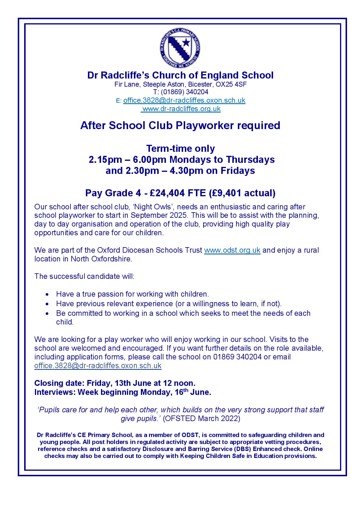 Playworker advert