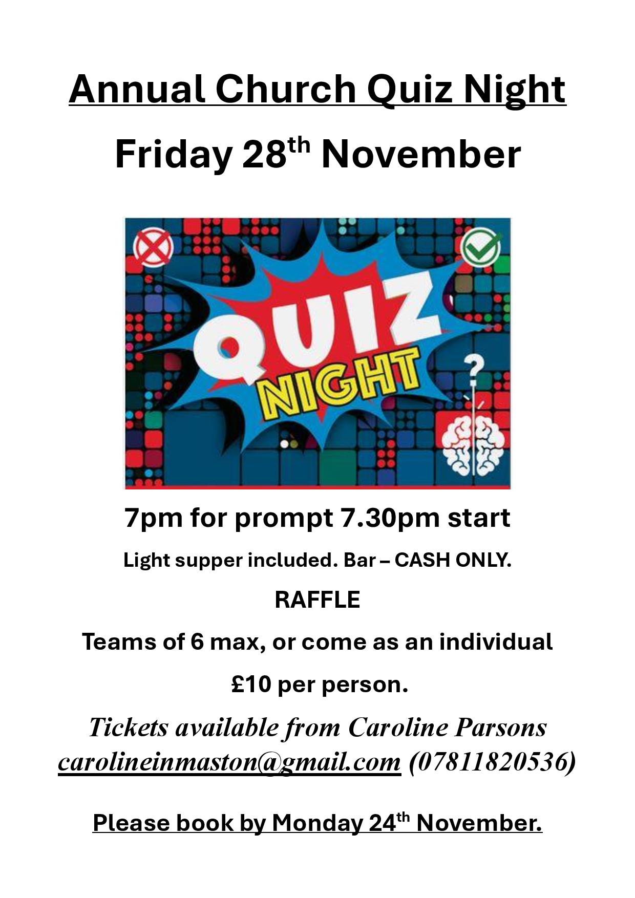 poster for quiz night